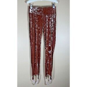 HAH HOT AS HELL Crushed Velvet Stirrup Legging Cafe Latte LARGE